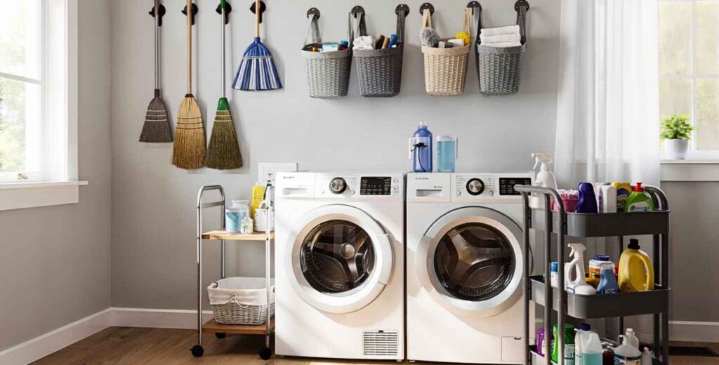 6 formas de organizar produtos de limpeza sem ocupar armários inteiros (palavra chave organizar produtos de limpeza)