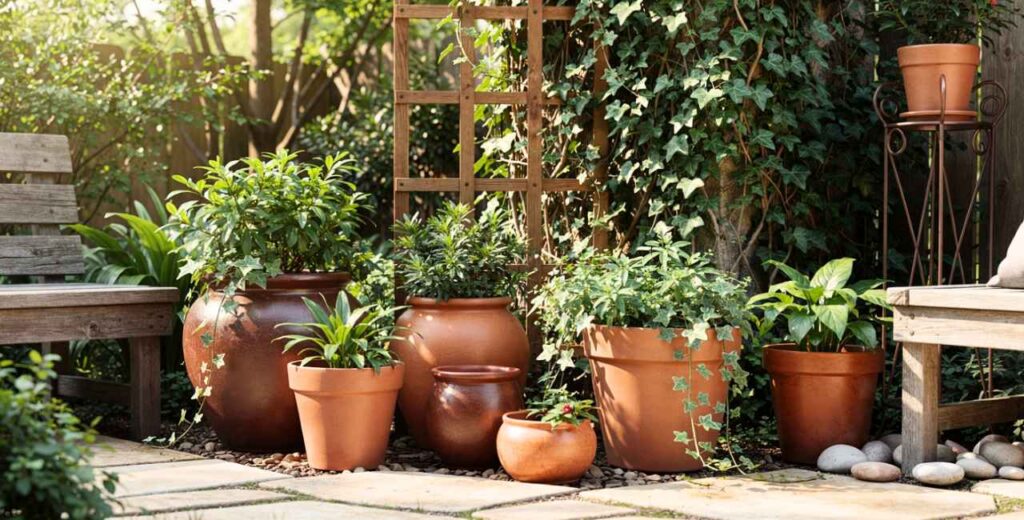 O detalhe dos vasos que faz um jardim pequeno parecer muito mais bonito 1 O detalhe dos vasos que faz um jardim pequeno parecer muito mais bonito vasos para plantas